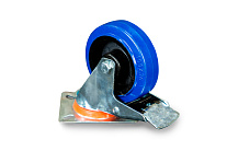 Колесо поворотное из эластичной резины MW70 100 мм с тормозом Колесо поворотное из эластичной резины MW70 100 мм с тормозом