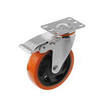 Колесо поворотное усиленное полиуретан SCBM 55 125 мм с тормозом (увеличенная площадка) Колесо поворотное усиленное полиуретан SCBM 55 125 мм с тормозом (увеличенная площадка)